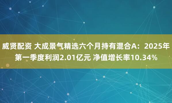 威贤配资 大成景气精选六个月持有混合A：2025年第一季度利润2.01亿元 净值增长率10.34%
